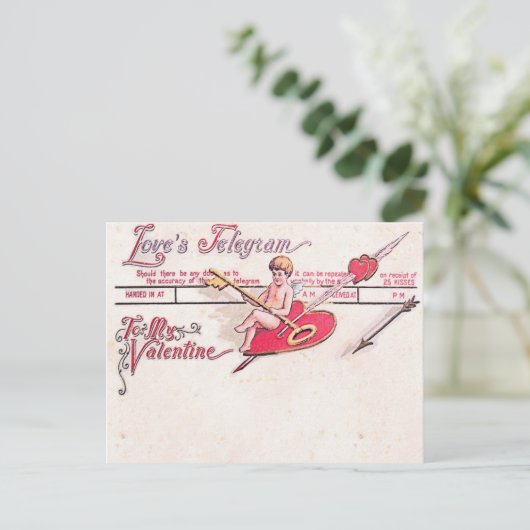 Telegramm der Liebe Postkarte (Stehend Vorderseite)