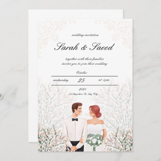 Telegramm "Dream Wedding" Einladung (Vorne/Hinten)