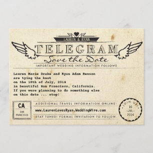 Telegramm Vintage Travel Foto Card Save the Date