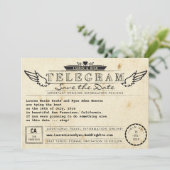 Telegramm Vintage Travel Foto Card Save the Date (Stehend Vorderseite)