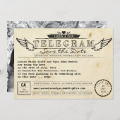 Telegramm Vintage Travel Foto Card Save the Date (Vorne/Hinten)