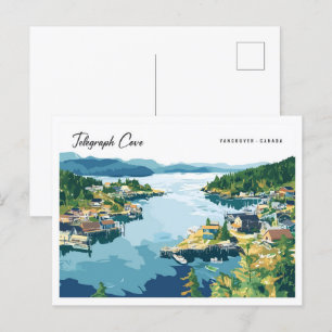 Telegraph Cove Vancouver Kanada Illustration Postkarte