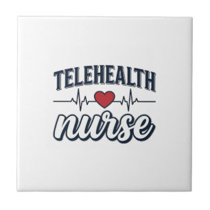 Telehealth-Krankenschwester Herzschlag Vintage-Shi Fliese