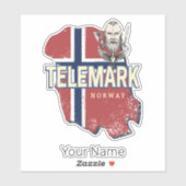 Telemark Norwegen Province Map Vintag Souvenir Aufkleber (Blatt)