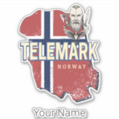 Telemark Norwegen Province Map Vintag Souvenir Aufkleber (Vorderseite)