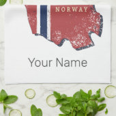 Telemark Norwegen Province Map Vintag Souvenir Geschirrtuch (Gefaltet)