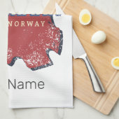 Telemark Norwegen Province Map Vintag Souvenir Geschirrtuch (Viertel Falte)