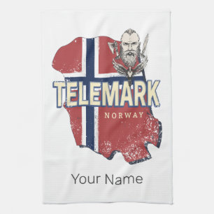 Telemark Norwegen Province Map Vintag Souvenir Geschirrtuch