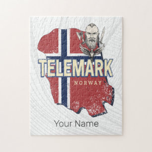 Telemark Norwegen Province Map Vintag Souvenir Puzzle
