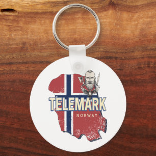 Telemark Norwegen Province Map Vintag Souvenir Schlüsselanhänger