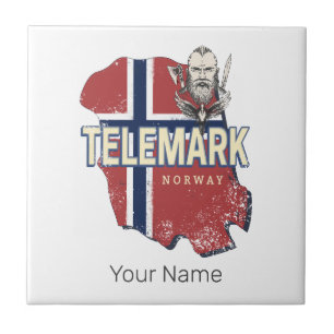 Telemark Norwegen Provinz Karte Vintage Souvenir Fliese
