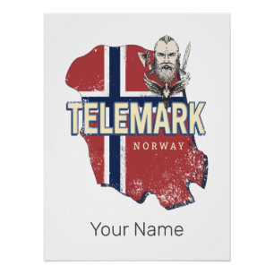 Telemark Norwegen Provinzkarte Vintage Souvenir Poster