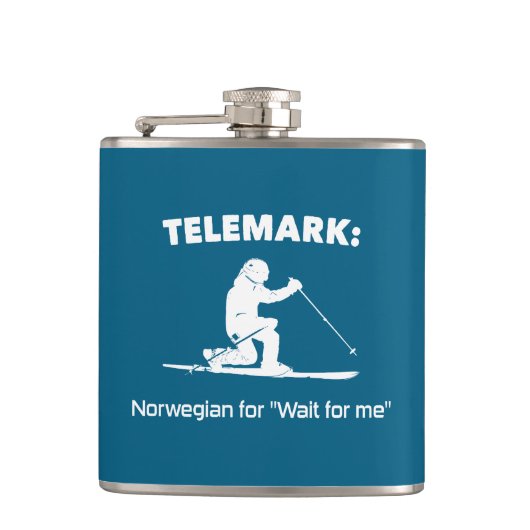 Telemark: Norwegisch für "Wait For Me" Flachmann (Vorderseite)