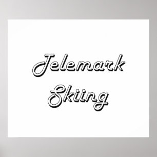 Telemark Skiing Classic Retro Design Poster