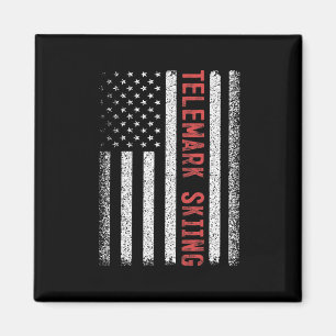 Telemark-Skilauf Amerikanische Flagge 4. Juli Skir Magnet