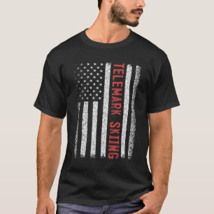 Telemark-Skilauf Amerikanische Flagge 4. Juli Skir T-Shirt