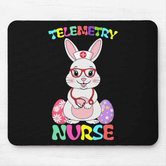 Telemetry Nurse Bunny Oaster Day Stethoscope Gles Mousepad (Vorne)