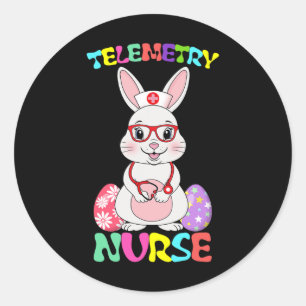 Telemetry Nurse Bunny Oaster Day Stethoscope Gles Runder Aufkleber