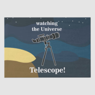 Telescope Night Sky Astronomie Stargazer Geburtsta Seidenpapier
