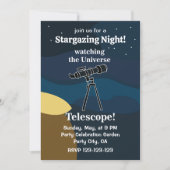 Telescope Night Sky Astronomie Stargazing Party Einladung (Vorderseite)