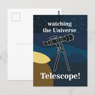 Telescope Night Sky Astronomie Stargazing Postkarte