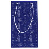 Telescope Schematics Gift Bag in Blue Kleine Geschenktüte (Rückseite)