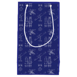 Telescope Schematics Gift Bag in Blue Kleine Geschenktüte
