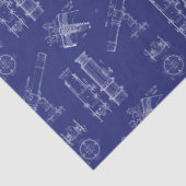 Telescope Schematics Tissue Paper in Blue Seidenpapier (Detail)