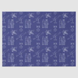 Telescope Schematics Tissue Paper in Blue Seidenpapier