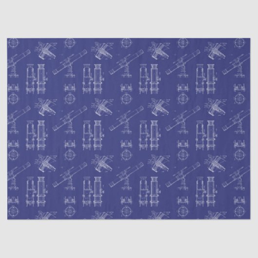 Telescope Schematics Tissue Paper in Blue Seidenpapier (Vorderseite)