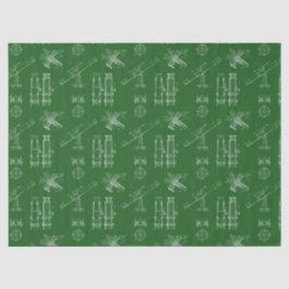 Telescope Schematics Tissue Paper in Green Seidenpapier