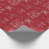 Telescope Schematics Wrapping Paper in Red Geschenkpapier (Ecke)