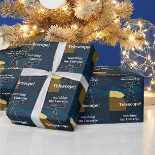 Teleskop Nachthimmel Astronomie Sternengucker Gebu Geschenkpapier