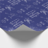 Teleskop-Schaltpläne als Geschenkpapier in Blau (Ecke)