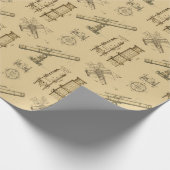 Teleskop-Schaltpläne als Geschenkpapier in Sepia (Ecke)