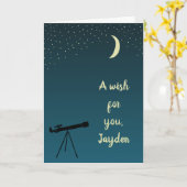 Teleskop und Night Sky Astronomie Thema Karte (Gelbe Blume)