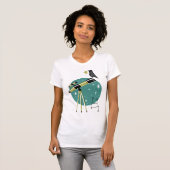 Teleskop und Vogel T-Shirt (Vorne ganz)