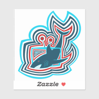 Television Shark Graphic Ripples Aufkleber