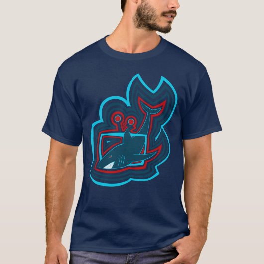 Television Shark Graphic Ripples T-Shirt (Vorderseite)