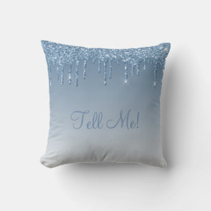 "Tell Me" Blue Glitzer Bling Girly Hübsch Ombré Kissen