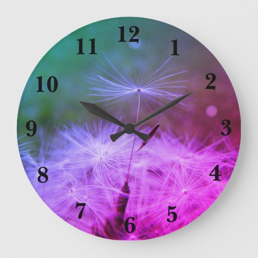 Tell the time with a Dandilion Clock with numbers. Große Wanduhr (Vorderseite)