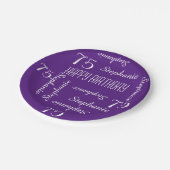 Teller, 75. Geburtstagspartei - Wiederholungsnamen Pappteller (Schrägansicht)