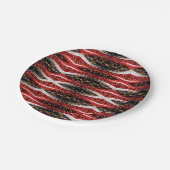 Teller Abstrakt Rot Schwarz-weiß (Schrägansicht)
