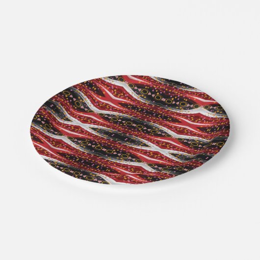 Teller Abstrakt Rot Schwarz-weiß (Schrägansicht)