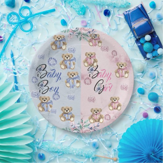 Teller auf Papier Qualität. 9" Gender Reveal Party (Party)