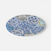 Teller aus blauem Fliesenpapier (Schrägansicht)