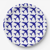 Teller aus blauweißem Flugzeugmuster (Vorderseite)