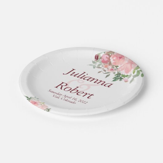 Teller aus blühfarbenem Aquarellpapier (Schrägansicht)