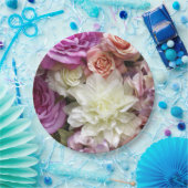 Teller aus Blumenpapier mit Dahlien und Rose (Party)