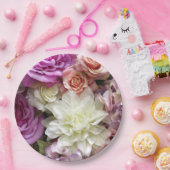 Teller aus Blumenpapier mit Dahlien und Rose (Party)